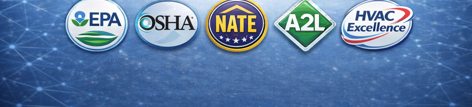 EPA · OSHA · NATE · A2L · HVAC Excellence